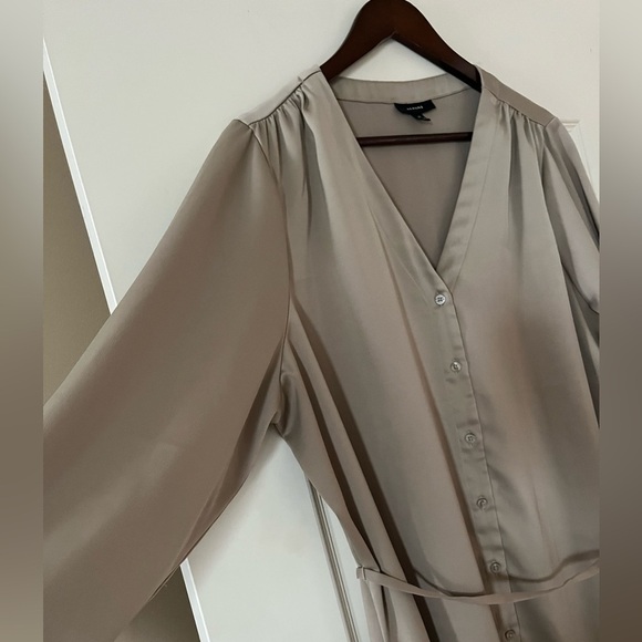 Alfani Rich Champagne Button Down Elegant Blouse with Tie Women’s 2X - Picture 8 of 15